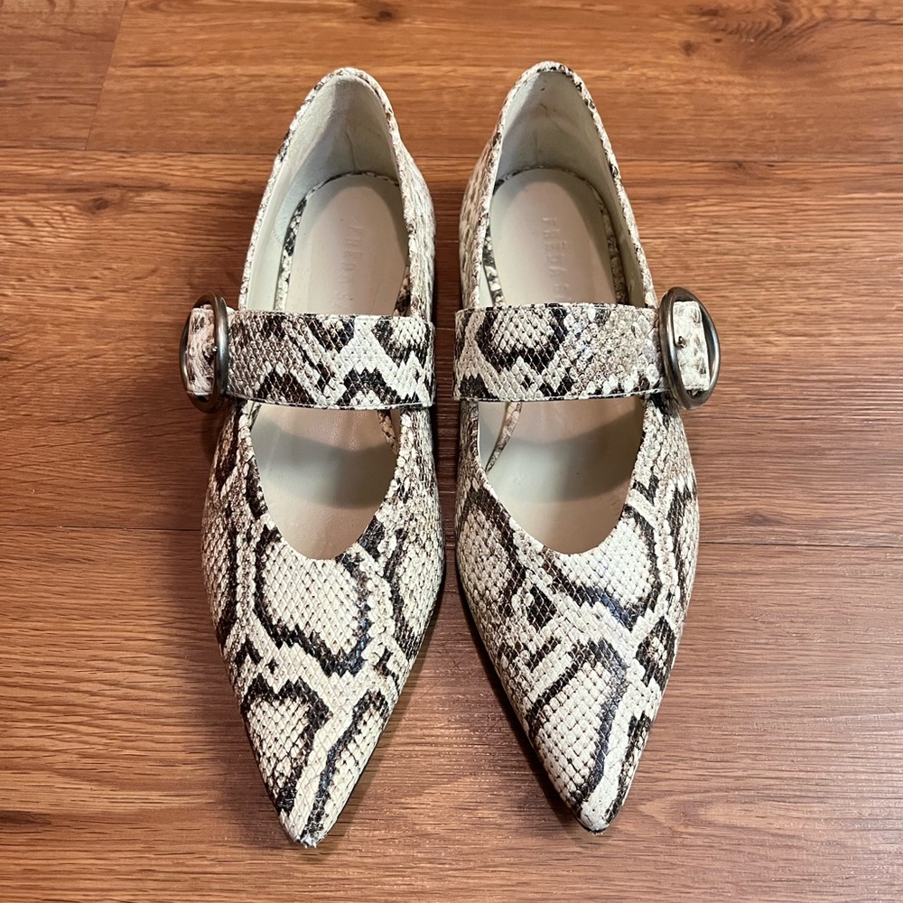 Freda Salvador Snakeskin Flats with Buckle